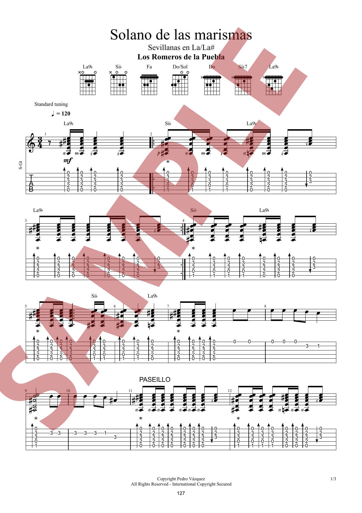 Ejercicios de rasgueo flamenco con partitura y análisis del método técnico